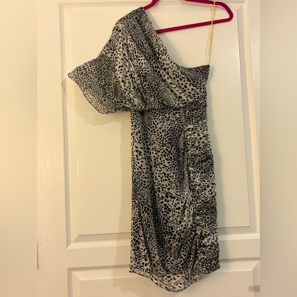 Catherine Malandrino One Shoulder Black & White Print Dress